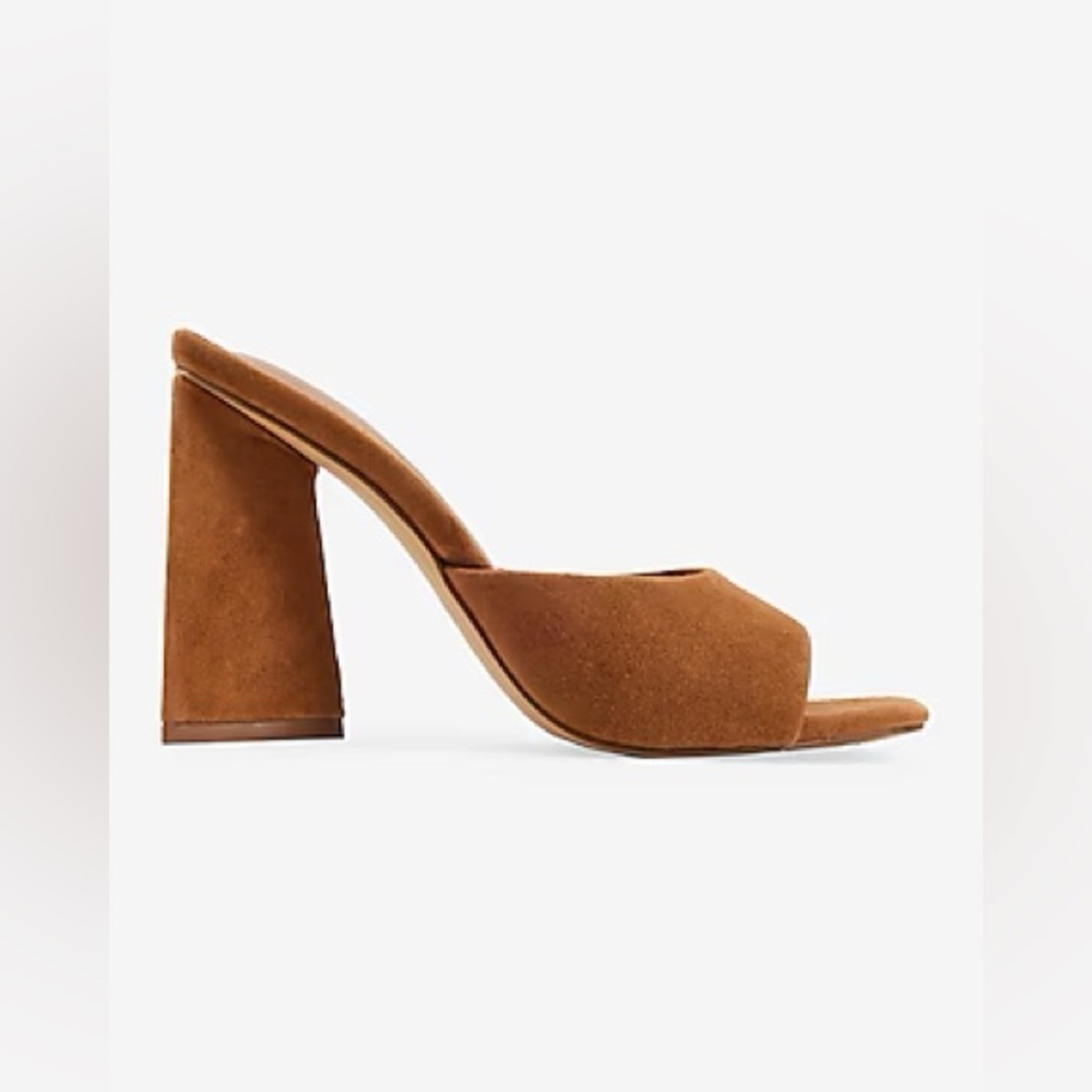 Express Suede Wide Block Heel Sandals
